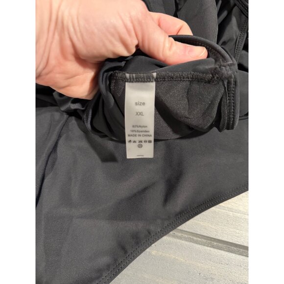 One-Shoulder Black Swimsuit With Mesh Detail By Runtlly - Size XXL - Picture 6 of 7